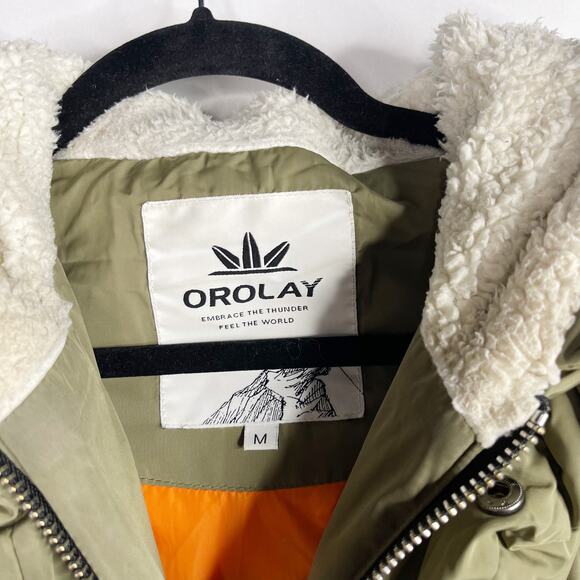 Orolay Womens Medium M Green Thickened Down Jacket Water Resistant Warm Pockets - Picture 6 of 16
